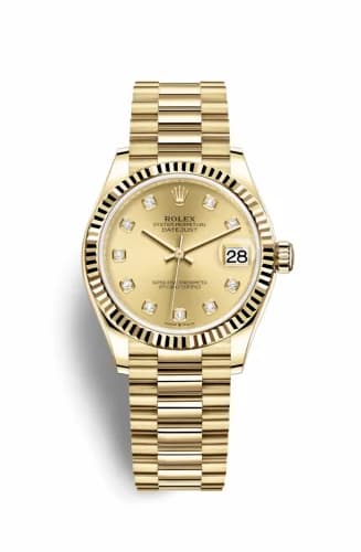 Rolex Datejust 31 Yellow Gold / Fluted / Champagne - Diamond / President 278278-0009 — фото часов Rolex Datejust 31 Yellow Gold / Fluted / Champagne - Diamond / President 278278-0009 — фото часов