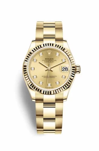 Rolex Datejust 31 Yellow Gold / Fluted / Champagne - Diamond / Oyster 278278-0016 — фото часов Rolex Datejust 31 Yellow Gold / Fluted / Champagne - Diamond / Oyster 278278-0016 — фото часов
