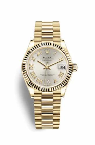 Rolex Datejust 31 Yellow Gold / Fluted / Silver - Roman / President 278278-0028 — фото часов Rolex Datejust 31 Yellow Gold / Fluted / Silver - Roman / President 278278-0028 — фото часов