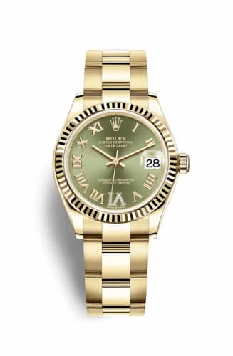 Rolex Datejust 31 Yellow Gold / Fluted / Olive - Roman / Oyster 278278-0029 — фото часов Rolex Datejust 31 Yellow Gold / Fluted / Olive - Roman / Oyster 278278-0029 — фото часов