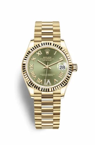 Rolex Datejust 31 Yellow Gold / Fluted / Olive - Roman / President 278278-0030 — фото часов Rolex Datejust 31 Yellow Gold / Fluted / Olive - Roman / President 278278-0030 — фото часов