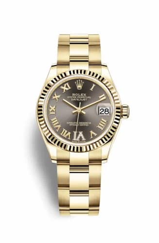 Rolex Datejust 31 Yellow Gold / Fluted / Grey - Roman / Oyster 278278-0031 — фото часов Rolex Datejust 31 Yellow Gold / Fluted / Grey - Roman / Oyster 278278-0031 — фото часов