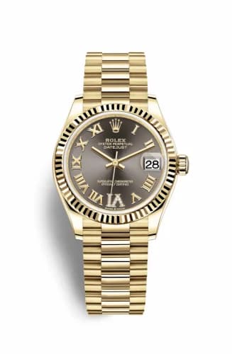 Rolex Datejust 31 Yellow Gold / Fluted / Grey - Roman / President 278278-0032 — фото часов Rolex Datejust 31 Yellow Gold / Fluted / Grey - Roman / President 278278-0032 — фото часов