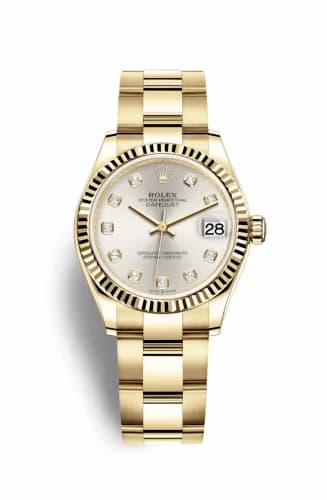 Rolex Datejust 31 Yellow Gold / Fluted / Silver - Diamond / Oyster 278278-0033 — фото часов Rolex Datejust 31 Yellow Gold / Fluted / Silver - Diamond / Oyster 278278-0033 — фото часов