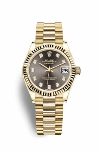 Rolex Datejust 31 Yellow Gold / Fluted / Grey - Diamond / President 278278-0036 — фото часов Rolex Datejust 31 Yellow Gold / Fluted / Grey - Diamond / President 278278-0036 — фото часов