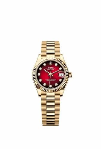 Rolex Datejust 31 Yellow Gold - Fluted / Red Gradient / President 278278-0049 — фото часов Rolex Datejust 31 Yellow Gold - Fluted / Red Gradient / President 278278-0049 — фото часов