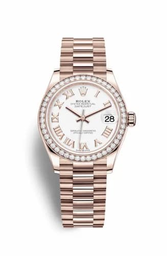 Rolex Datejust 31 Rose Gold / Diamond / White - Roman / President 278285rbr-0008 — фото часов Rolex Datejust 31 Rose Gold / Diamond / White - Roman / President 278285rbr-0008 — фото часов