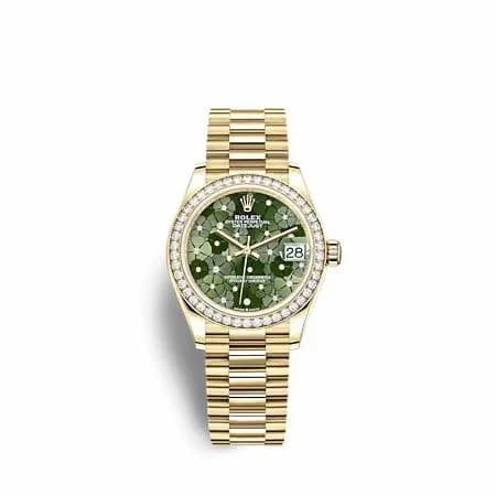 Rolex Datejust 31 Yellow Gold - Diamond / Olive - Floral / President 278288RBR-0038 — фото часов Rolex Datejust 31 Yellow Gold - Diamond / Olive - Floral / President 278288RBR-0038 — фото часов