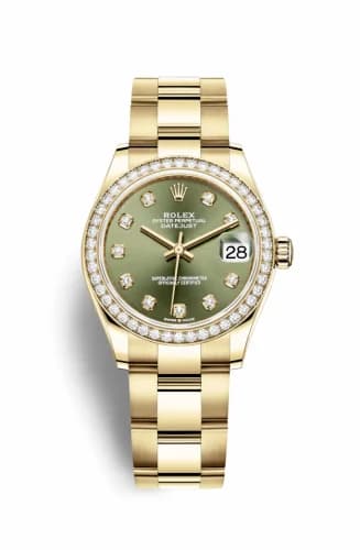 Rolex Datejust 31 Yellow Gold / Diamond / Olive - Diamond / Oyster 278288rbr-0014 — фото часов Rolex Datejust 31 Yellow Gold / Diamond / Olive - Diamond / Oyster 278288rbr-0014 — фото часов