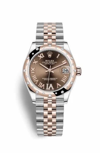 Rolex Datejust 31 Stainless Steel/ Rose Gold / Domed - Diamond / Chocolate - Roman / Jubilee 278341rbr-0004 — фото часов Rolex Datejust 31 Stainless Steel/ Rose Gold / Domed - Diamond / Chocolate - Roman / Jubilee 278341rbr-0004 — фото часов