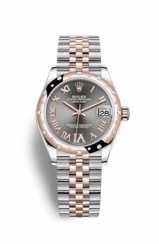 Rolex Datejust 31 Stainless Steel/ Rose Gold / Domed - Diamond / Grey - Roman / Jubilee 278341rbr-0030 — фото часов Rolex Datejust 31 Stainless Steel/ Rose Gold / Domed - Diamond / Grey - Roman / Jubilee 278341rbr-0030 — фото часов