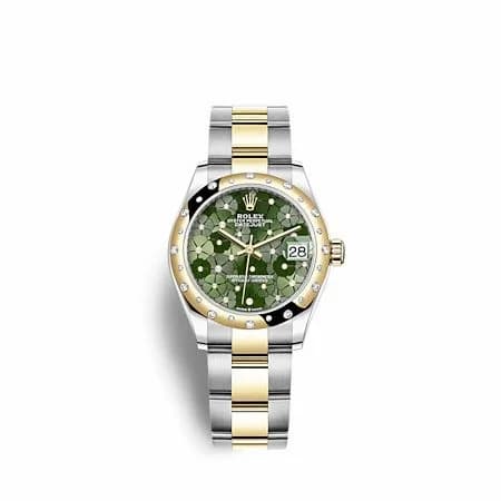 Rolex Datejust 31 Stainless Steel / Yellow Gold / Domed - Diamond / Olive - Floral / Oyster 278343RBR-0031 — фото часов Rolex Datejust 31 Stainless Steel / Yellow Gold / Domed - Diamond / Olive - Floral / Oyster 278343RBR-0031 — фото часов