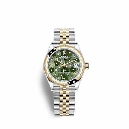 Rolex Datejust 31 Stainless Steel / Yellow Gold / Domed - Diamond / Olive - Floral / Jubilee 278343RBR-0032 — фото часов Rolex Datejust 31 Stainless Steel / Yellow Gold / Domed - Diamond / Olive - Floral / Jubilee 278343RBR-0032 — фото часов