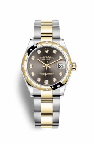 Rolex Datejust 31 Stainless Steel / Yellow Gold / Domed - Diamond / Grey - Diamond / Oyster 278343rbr-0021 — фото часов Rolex Datejust 31 Stainless Steel / Yellow Gold / Domed - Diamond / Grey - Diamond / Oyster 278343rbr-0021 — фото часов