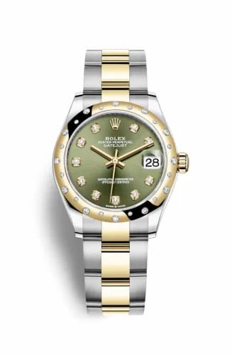 Rolex Datejust 31 Stainless Steel / Yellow Gold / Domed - Diamond / Olive - Diamond / Oyster 278343rbr-0029 — фото часов Rolex Datejust 31 Stainless Steel / Yellow Gold / Domed - Diamond / Olive - Diamond / Oyster 278343rbr-0029 — фото часов