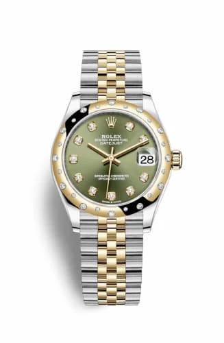 Rolex Datejust 31 Stainless Steel / Yellow Gold / Domed - Diamond / Olive - Diamond / Jubilee 278343rbr-0030 — фото часов Rolex Datejust 31 Stainless Steel / Yellow Gold / Domed - Diamond / Olive - Diamond / Jubilee 278343rbr-0030 — фото часов