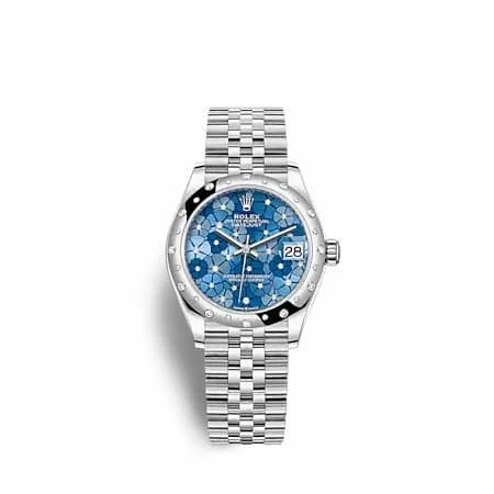 Rolex Datejust 31 Stainless Steel / Domed - Diamond / Blue - Floral / Oyster 278344RBR-0038 — фото часов Rolex Datejust 31 Stainless Steel / Domed - Diamond / Blue - Floral / Oyster 278344RBR-0038 — фото часов