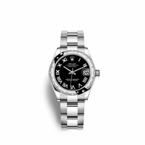 Rolex Datejust 31 Stainless Steel Domed Diamond / Oyster / Black - Roman 278344rbr-0001 — фото часов Rolex Datejust 31 Stainless Steel Domed Diamond / Oyster / Black - Roman 278344rbr-0001 — фото часов