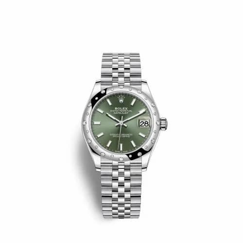 Rolex Datejust 31 Stainless Steel Domed Diamond / Jubilee / Green 278344rbr-0020 — фото часов Rolex Datejust 31 Stainless Steel Domed Diamond / Jubilee / Green 278344rbr-0020 — фото часов