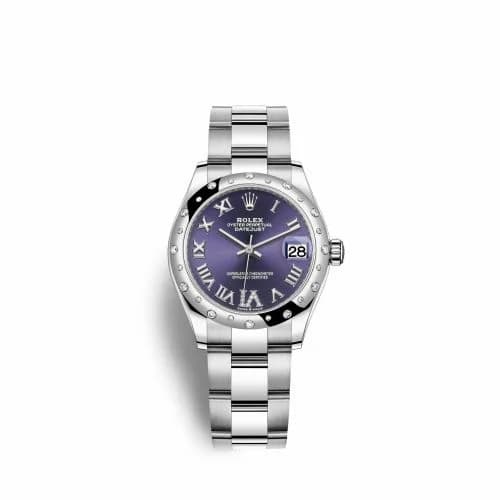 Rolex Datejust 31 Stainless Steel Domed Diamond / Oyster / Aubergine - Roman 278344rbr-0027 — фото часов Rolex Datejust 31 Stainless Steel Domed Diamond / Oyster / Aubergine - Roman 278344rbr-0027 — фото часов