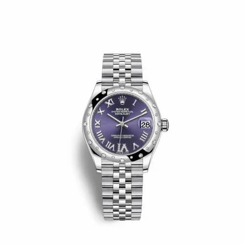 Rolex Datejust 31 Stainless Steel Domed Diamond / Jubilee / Aubergine - Roman 278344rbr-0028 — фото часов Rolex Datejust 31 Stainless Steel Domed Diamond / Jubilee / Aubergine - Roman 278344rbr-0028 — фото часов