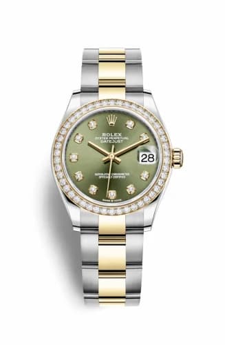 Rolex Datejust 31 Stainless Steel / Yellow Gold / Diamond / Olive - Diamond / Oyster 278383rbr-0029 — фото часов Rolex Datejust 31 Stainless Steel / Yellow Gold / Diamond / Olive - Diamond / Oyster 278383rbr-0029 — фото часов