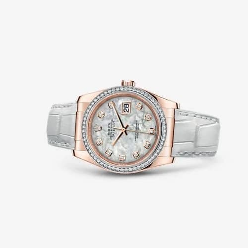Rolex Datejust 36 Everose Strap White Mother of Pearl Diamonds 116185-0003 — фото часов Rolex Datejust 36 Everose Strap White Mother of Pearl Diamonds 116185-0003 — фото часов