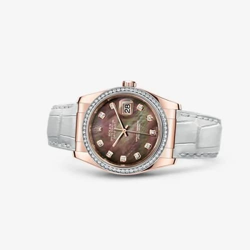 Rolex Datejust 36 Everose Strap Black Mother of Pearl Diamonds 116185-0004 — фото часов Rolex Datejust 36 Everose Strap Black Mother of Pearl Diamonds 116185-0004 — фото часов
