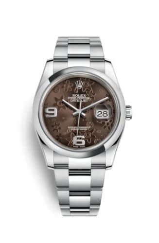 Rolex Datejust 36 Stainless Steel Domed / Oyster / Chocolate Floral 116200-0073 — фото часов Rolex Datejust 36 Stainless Steel Domed / Oyster / Chocolate Floral 116200-0073 — фото часов