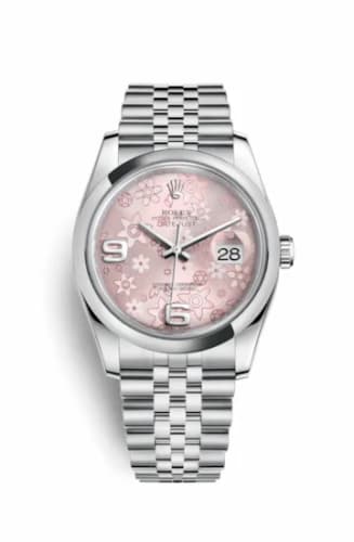 Rolex Datejust 36 Stainless Steel Domed / Jubilee / Pink Floral 116200-0086 — фото часов Rolex Datejust 36 Stainless Steel Domed / Jubilee / Pink Floral 116200-0086 — фото часов
