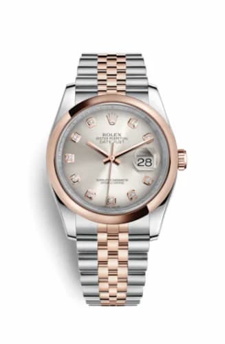 Rolex Datejust 36 Rolesor Everose Domed / Jubilee / Silver Diamond 116201-0063 — фото часов Rolex Datejust 36 Rolesor Everose Domed / Jubilee / Silver Diamond 116201-0063 — фото часов