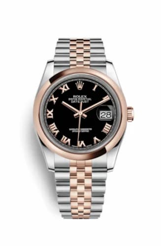 Rolex Datejust 36 Rolesor Everose Domed / Jubilee / Black Roman 116201-0073 — фото часов Rolex Datejust 36 Rolesor Everose Domed / Jubilee / Black Roman 116201-0073 — фото часов
