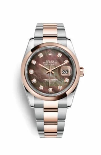 Rolex Datejust 36 Rolesor Everose Domed / Oyster / Black MOP 116201-0079 — фото часов Rolex Datejust 36 Rolesor Everose Domed / Oyster / Black MOP 116201-0079 — фото часов