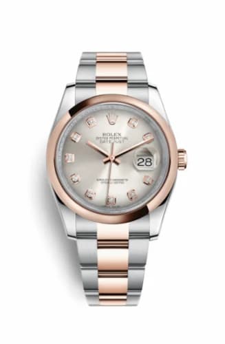 Rolex Datejust 36 Rolesor Everose Domed / Oyster / Silver Diamond 116201-0080 — фото часов Rolex Datejust 36 Rolesor Everose Domed / Oyster / Silver Diamond 116201-0080 — фото часов