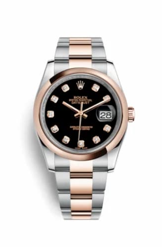 Rolex Datejust 36 Rolesor Everose Domed / Oyster / Black Diamond 116201-0083 — фото часов Rolex Datejust 36 Rolesor Everose Domed / Oyster / Black Diamond 116201-0083 — фото часов