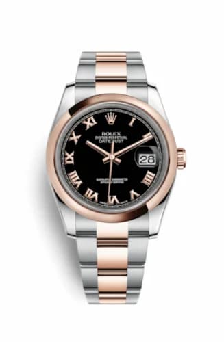 Rolex Datejust 36 Rolesor Everose Domed / Oyster / Black Roman 116201-0092 — фото часов Rolex Datejust 36 Rolesor Everose Domed / Oyster / Black Roman 116201-0092 — фото часов