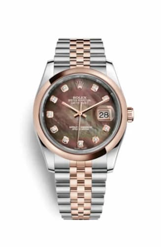 Rolex Datejust 36 Rolesor Everose Domed / Jubilee / Black MOP 116201-0098 — фото часов Rolex Datejust 36 Rolesor Everose Domed / Jubilee / Black MOP 116201-0098 — фото часов