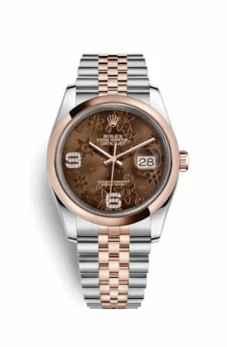 Rolex Datejust 36 Rolesor Everose Domed / Jubilee / Chocolate Floral 116201-0104 — фото часов Rolex Datejust 36 Rolesor Everose Domed / Jubilee / Chocolate Floral 116201-0104 — фото часов