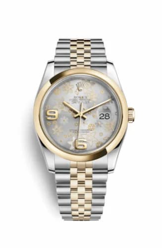 Rolex Datejust 36 Rolesor Yellow Domed / Jubilee / Silver Floral 116203-0139 — фото часов Rolex Datejust 36 Rolesor Yellow Domed / Jubilee / Silver Floral 116203-0139 — фото часов
