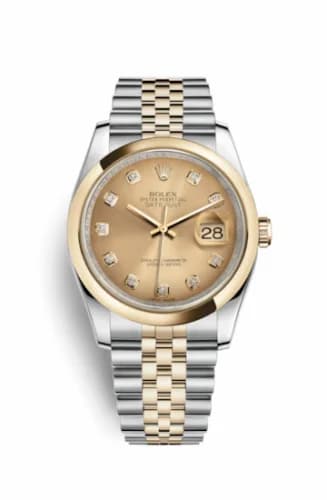 Rolex Datejust 36 Rolesor Yellow Domed / Jubilee / Champagne Diamonds 116203-0140 — фото часов Rolex Datejust 36 Rolesor Yellow Domed / Jubilee / Champagne Diamonds 116203-0140 — фото часов