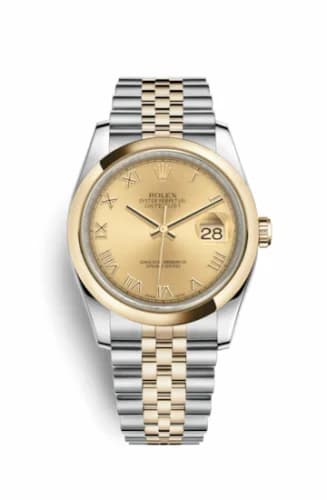 Rolex Datejust 36 Rolesor Yellow Domed / Jubilee / Champagne Roman 116203-0141 — фото часов Rolex Datejust 36 Rolesor Yellow Domed / Jubilee / Champagne Roman 116203-0141 — фото часов