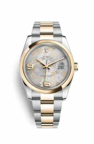 Rolex Datejust 36 Rolesor Yellow Domed / Oyster / Silver Floral 116203-0146 — фото часов Rolex Datejust 36 Rolesor Yellow Domed / Oyster / Silver Floral 116203-0146 — фото часов