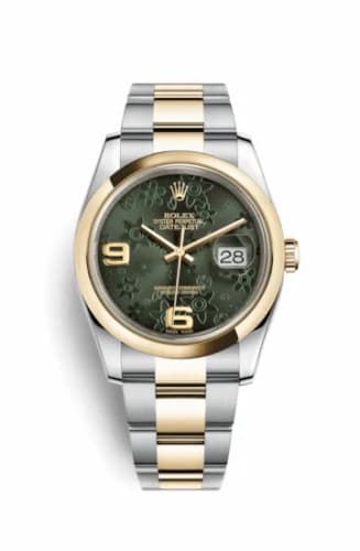 Rolex Datejust 36 Rolesor Yellow Domed / Oyster / Green Floral 116203-0147 — фото часов Rolex Datejust 36 Rolesor Yellow Domed / Oyster / Green Floral 116203-0147 — фото часов