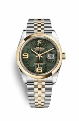 Rolex Datejust 36 Rolesor Yellow Domed / Jubilee / Green Floral 116203-0162 — фото часов Rolex Datejust 36 Rolesor Yellow Domed / Jubilee / Green Floral 116203-0162 — фото часов