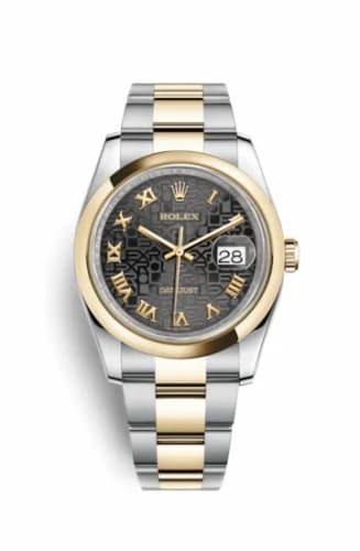Rolex Datejust 36 Rolesor Yellow Domed / Oyster / Black Computer Roman 116203-0191 — фото часов Rolex Datejust 36 Rolesor Yellow Domed / Oyster / Black Computer Roman 116203-0191 — фото часов