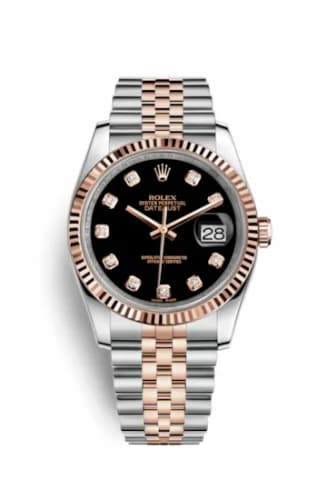Rolex Datejust 36 Rolesor Everose Fluted / Jubilee / Black Diamonds 116231-0056 — фото часов Rolex Datejust 36 Rolesor Everose Fluted / Jubilee / Black Diamonds 116231-0056 — фото часов