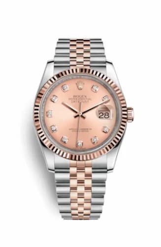 Rolex Datejust 36 Rolesor Everose Fluted / Jubilee / Pink Diamonds 116231-0057 — фото часов Rolex Datejust 36 Rolesor Everose Fluted / Jubilee / Pink Diamonds 116231-0057 — фото часов