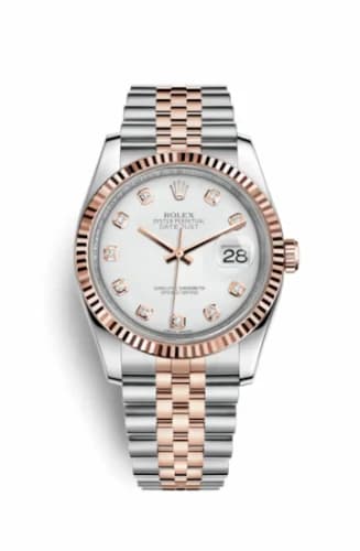 Rolex Datejust 36 Rolesor Everose Fluted / Jubilee / White Diamonds 116231-0060 — фото часов Rolex Datejust 36 Rolesor Everose Fluted / Jubilee / White Diamonds 116231-0060 — фото часов