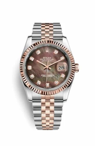 Rolex Datejust 36 Rolesor Everose Fluted / Jubilee / Black MOP 116231-0061 — фото часов Rolex Datejust 36 Rolesor Everose Fluted / Jubilee / Black MOP 116231-0061 — фото часов