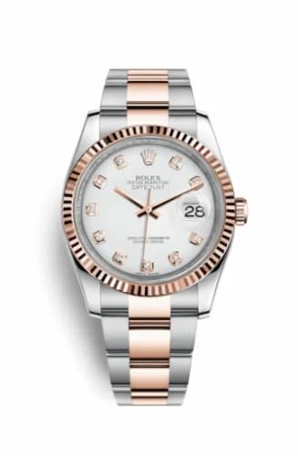 Rolex Datejust 36 Rolesor Everose Fluted / Oyster / White Diamonds 116231-0063 — фото часов Rolex Datejust 36 Rolesor Everose Fluted / Oyster / White Diamonds 116231-0063 — фото часов